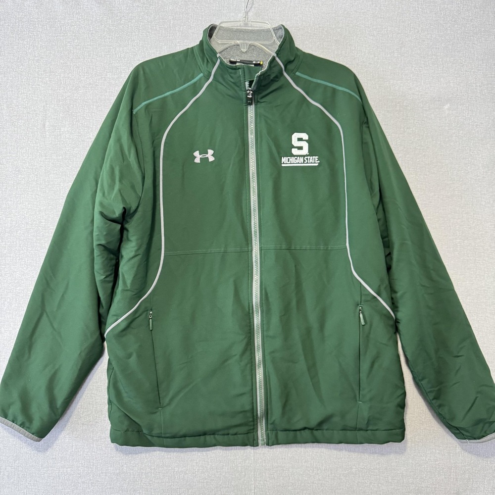 Michigan State Spartans Jacket Mens Medium Green Football Under Armour ColdGear